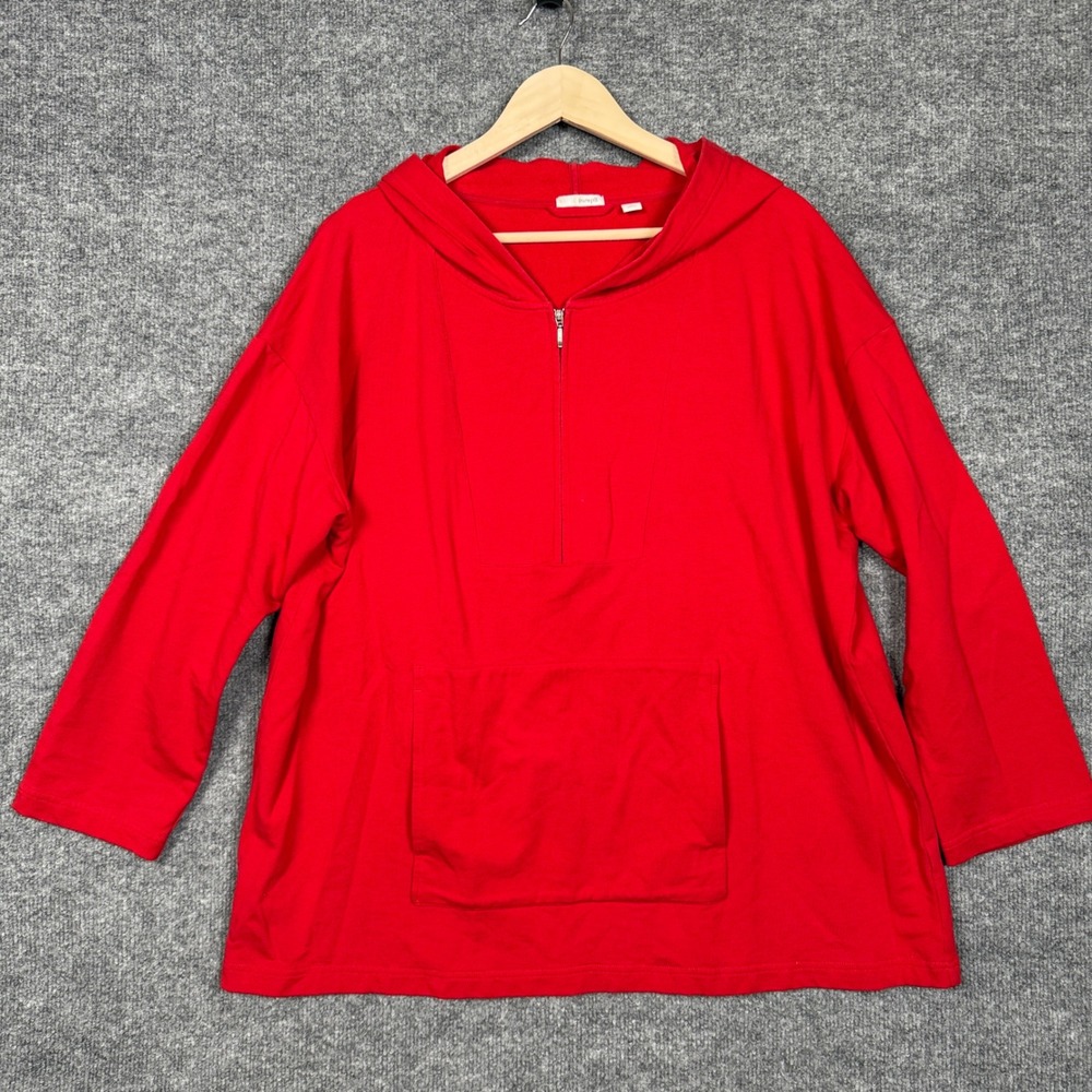 Pure Jill Petite Size XL Hoodie Red Pima Cotton Modal Blend Half Zip Knit Pocket